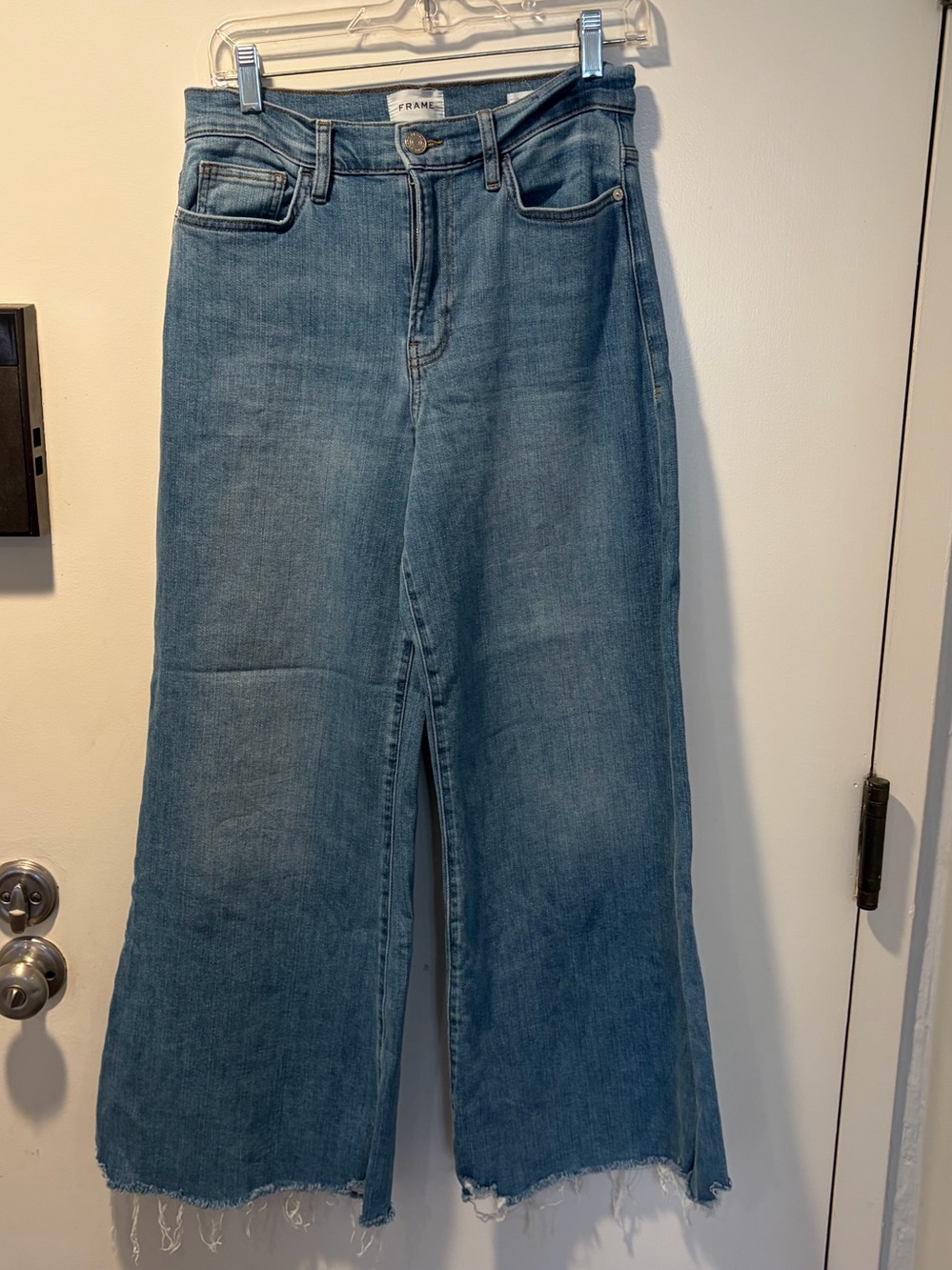 Frame Denim Wide-Leg Flare Jeans in Medium Blue Wash